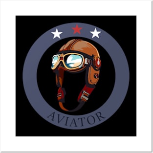 Vintage Aviator Pilot Helmet Posters and Art